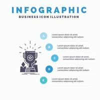 logro. otorgar. taza. premio. plantilla de infografía de trofeo para sitio web y presentación. icono de glifo gris con ilustración de vector de estilo infográfico azul.