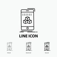 box. 3d. cube. smartphone. product Icon in Thin. Regular and Bold Line Style. Vector illustration