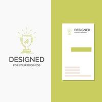Business Logo for award. trophy. win. prize. first. Vertical Green Business .Visiting Card template. Creative background vector illustration