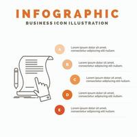 contract. document. paper. sign. agreement. application Infographics Template for Website and Presentation. Line Gray icon with Orange infographic style vector illustration