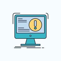 Alert, antivirus, attack, computer, virus Flat Icon. green and Yellow sign and symbols for website and Mobile appliation. vector illustration