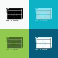 Audio. frequency. hertz. sequence. wave Icon Over Various Background. glyph style design. designed for web and app. Eps 10 vector illustration