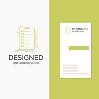 Business Logo for expertise. checklist. check. list. document. Vertical Green Business .Visiting Card template. Creative background vector illustration