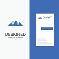 logotipo de empresa para la colina. paisaje. naturaleza. montaña. sol. plantilla de tarjeta de visita de negocio azul vertical. vector