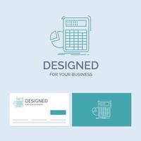 calculator. calculation. math. progress. graph Business Logo Line Icon Symbol for your business. Turquoise Business Cards with Brand logo template vector