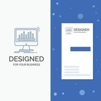 Business Logo for analytics. processing. dashboard. data. stats. Vertical Blue Business .Visiting Card template vector