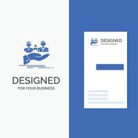 Business Logo for insurance. health. family. life. hand. Vertical Blue Business .Visiting Card template. vector