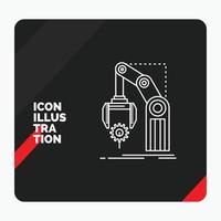 Red and Black Creative presentation Background for Automation. factory. hand. mechanism. package Line Icon vector