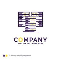 diseño del logotipo del nombre de la empresa para el centro. centro. datos. base de datos. servidor. diseño de marca púrpura y amarillo con lugar para eslogan. plantilla de logotipo creativo para pequeñas y grandes empresas. vector