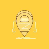 Android. beta. droid. robot. Technology Flat Line Filled Icon. Beautiful Logo button over yellow background for UI and UX. website or mobile application vector