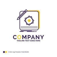 Company Name Logo Design For Design. App. Logo. Application. Design. Purple and yellow Brand Name Design with place for Tagline. Creative Logo template for Small and Large Business. vector