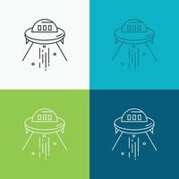 space ship. space. ship. rocket. alien Icon Over Various Background. Line style design. designed for web and app. Eps 10 vector illustration