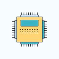 Processor. Hardware. Computer. PC. Technology Flat Icon. green and Yellow sign and symbols for website and Mobile appliation. vector illustration