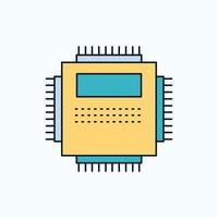 Processor. Hardware. Computer. PC. Technology Flat Icon. green and Yellow sign and symbols for website and Mobile appliation. vector illustration