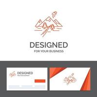 Business logo template for rocks. hill. landscape. nature. mountain. Orange Visiting Cards with Brand logo template vector