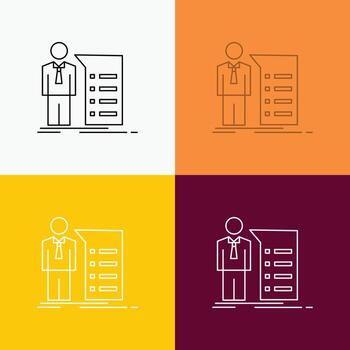 Business. explanation. graph. meeting. presentation Icon Over Various Background. Line style design. designed for web and app. Eps 10 vector illustration