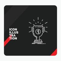 Red and Black Creative presentation Background for award. cup. prize. reward. victory Line Icon vector