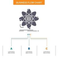 Analysis. data. information. research. science Business Flow Chart Design with 3 Steps. Glyph Icon For Presentation Background Template Place for text. vector