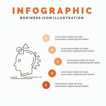 Imagination, imaginative, imagine, idea, process Infographics Template for Website and Presentation. Line Gray icon with Orange infographic style vector illustration