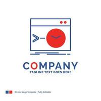 Company Name Logo Design For Admin. command. root. software. terminal. Blue and red Brand Name Design with place for Tagline. Abstract Creative Logo template for Small and Large Business. vector