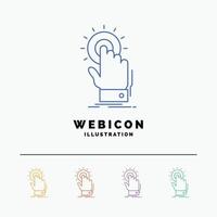 touch. click. hand. on. start 5 Color Line Web Icon Template isolated on white. Vector illustration