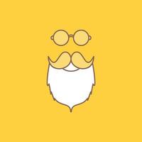 moustache, Hipster, movember, beared, men Flat Line Filled Icon. Beautiful Logo button over yellow background for UI and UX, website or mobile application vector