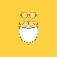 moustache, Hipster, movember, beared, men Flat Line Filled Icon. Beautiful Logo button over yellow background for UI and UX, website or mobile application vector