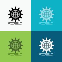 international. business. globe. world wide. gear Icon Over Various Background. glyph style design. designed for web and app. Eps 10 vector illustration