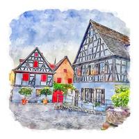 Speyer Germany Watercolor sketch hand drawn illustration vector