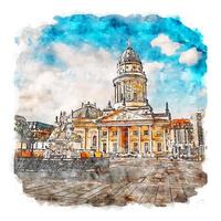 Gendarmenmarkt Berlin Germany Watercolor sketch hand drawn illustration vector