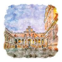 Lecce Italy Watercolor sketch hand drawn illustration vector