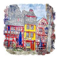 Limburg Germany Watercolor sketch hand drawn illustration vector