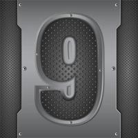 Number 9 Metal Style Vector Design