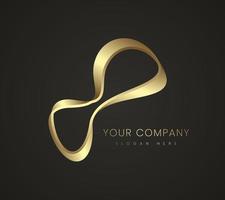 premium infinity abstractive logo design, modern curved gold symbol, icon, trade mark, branding logo style, with two smooth abstract curves design, premium logo design for company vector