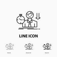 failure. fail. sad. depression. time Icon in Thin. Regular and Bold Line Style. Vector illustration