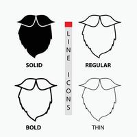 moustache. Hipster. movember. beared. men Icon in Thin. Regular. Bold Line and Glyph Style. Vector illustration