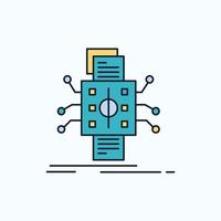 Analysis. data. datum. processing. reporting Flat Icon. green and Yellow sign and symbols for website and Mobile appliation. vector illustration