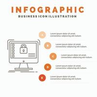 secure, protection, safe, system, data Infographics Template for Website and Presentation. Line Gray icon with Orange infographic style vector illustration