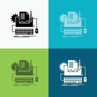 Type Writer. paper. computer. paper. keyboard Icon Over Various Background. glyph style design. designed for web and app. Eps 10 vector illustration