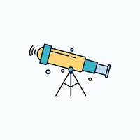 telescope. astronomy. space. view. zoom Flat Icon. green and Yellow sign and symbols for website and Mobile appliation. vector illustration