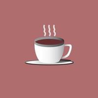 Coffee cup isolated on brownish red background vector template for design, cafe, banner, wall mount