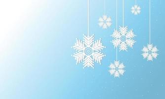 Winter vector background, snowflakes hang down, copy available for design, use as wallpaper or greeting card, for Christmas and New Year.