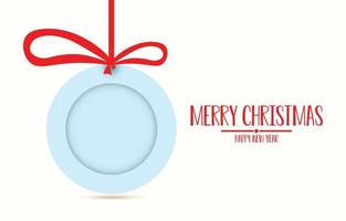 Circle hang tag with message merry christmas and happy new year. background with blank frame decorated, vector illustration of winter