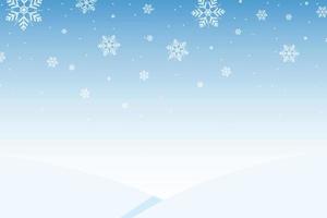 Winter vector background, falling snow and covering all over the area, copy space for design, use as wallpaper or greeting card, for Christmas and New Year.