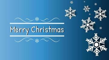 Christmas background vector, with white snowflakes, adorned on a blue gradient background, with Christmas text, for wallpaper or greeting cards. vector