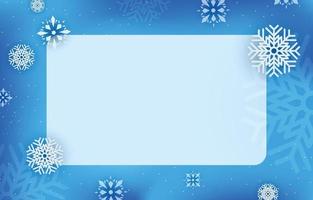 Light blue blank square label decorated with snowflakes, vector illustration of winter, christmas and new year.