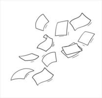 Paper files of documents fall down. Flying sheets. Blank sheet. vector