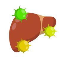 Bad liver. Attack germs and cirrhosis of the liver. Health problem vector