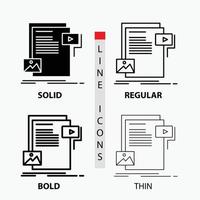 data. document. file. media. website Icon in Thin. Regular. Bold Line and Glyph Style. Vector illustration