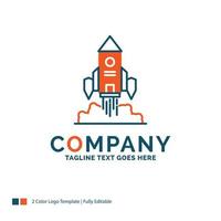 Rocket. spaceship. startup. launch. Game Logo Design. Blue and Orange Brand Name Design. Place for Tagline. Business Logo template. vector